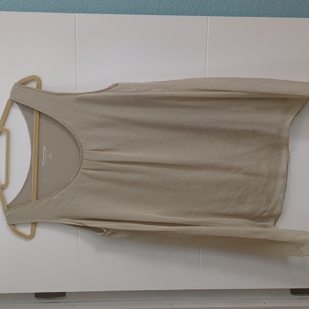 Soft Surroundings Beige Sleeveless Silk Blouse Layering Closet Staples Career L